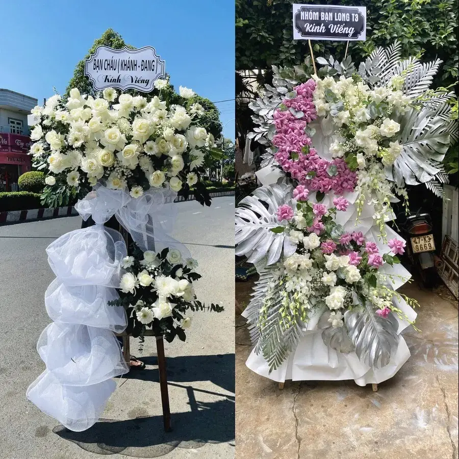 Vòng hoa đám tang tại Mỹ Thới