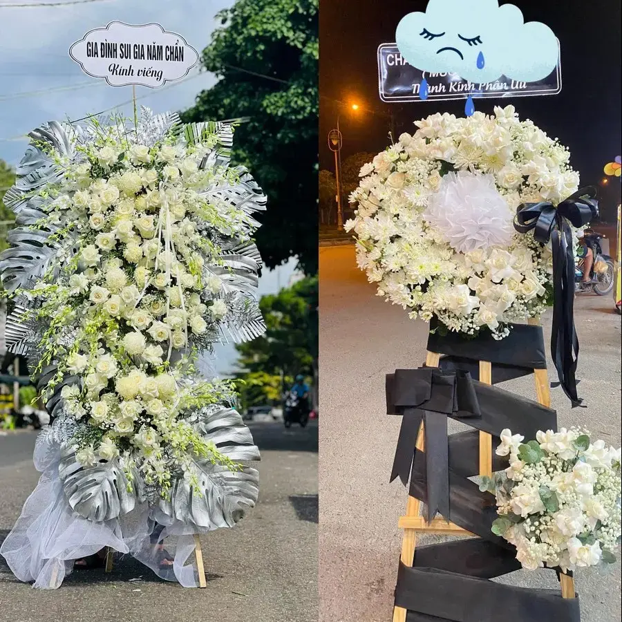 Vòng hoa đám tang tại Mỹ Trà