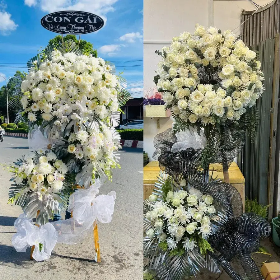 Kệ hoa chia buồn tại Nam Hoa Lư