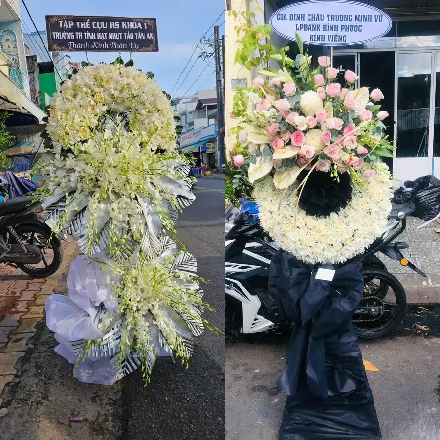 Vòng hoa đám tang tại Nam Sách