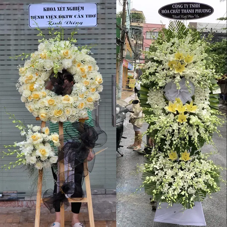 Kệ hoa chia buồn tại Nam Tiền Hải