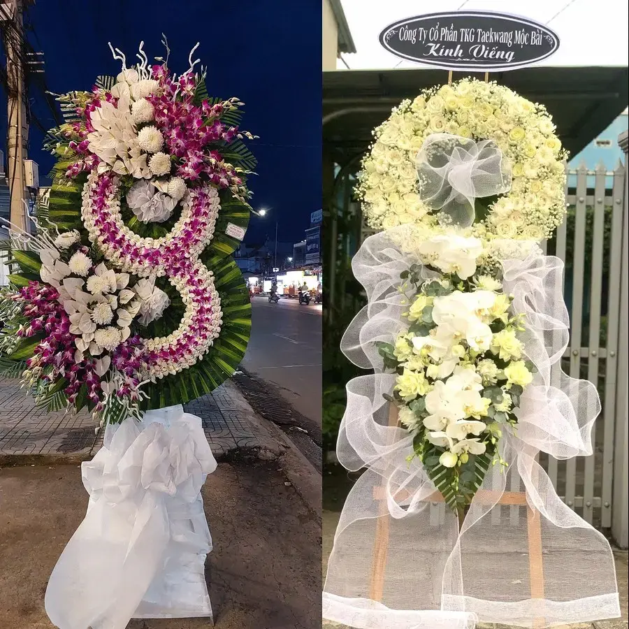 Kệ hoa chia buồn tại Nếnh