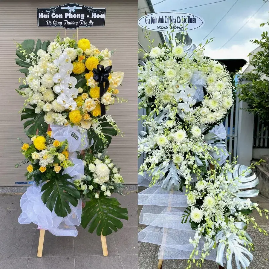 Kệ hoa chia buồn tại Nghĩa Dân