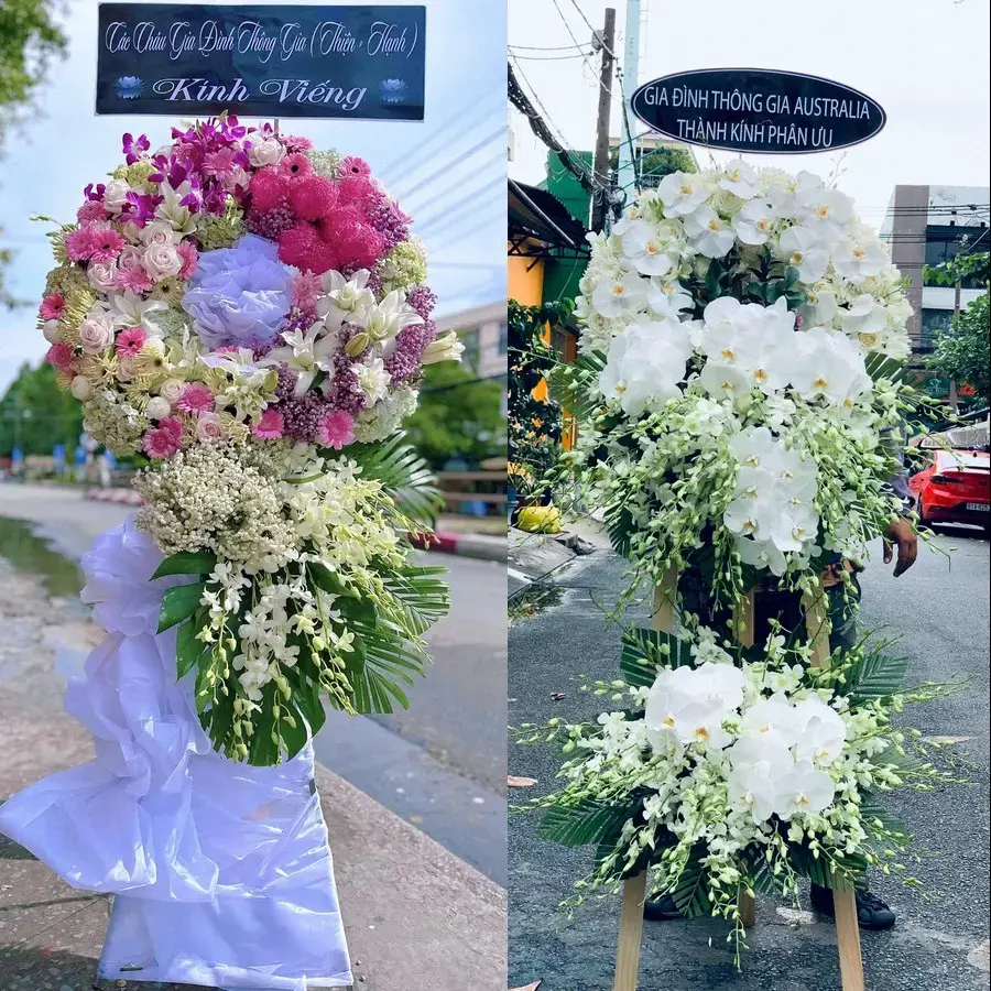 Kệ hoa chia buồn tại Nghĩa Giang