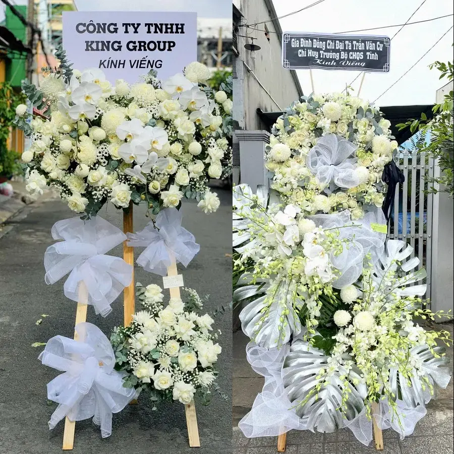 Kệ hoa chia buồn tại Nghĩa Trụ
