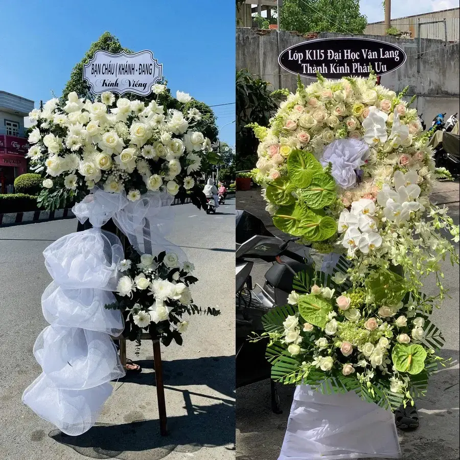 Vòng hoa đám tang tại Nguyễn Văn Linh