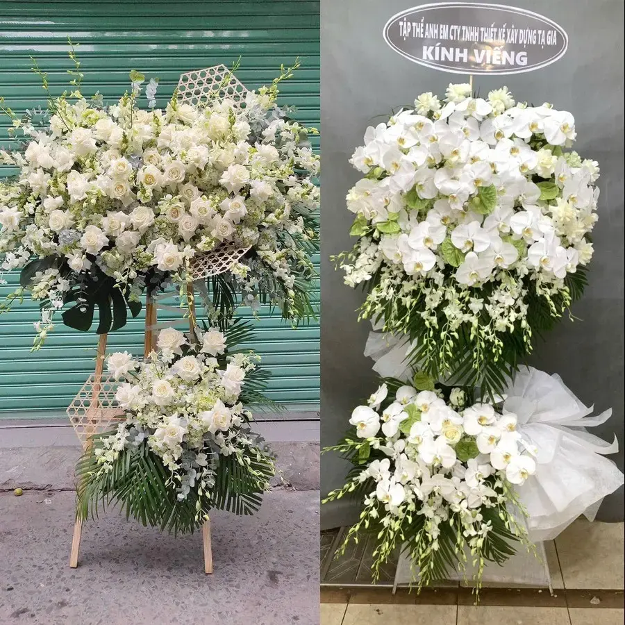 Kệ hoa chia buồn tại Nguyễn Văn Linh