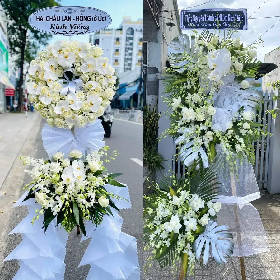 Vòng hoa đám tang tại Nhơn Mỹ