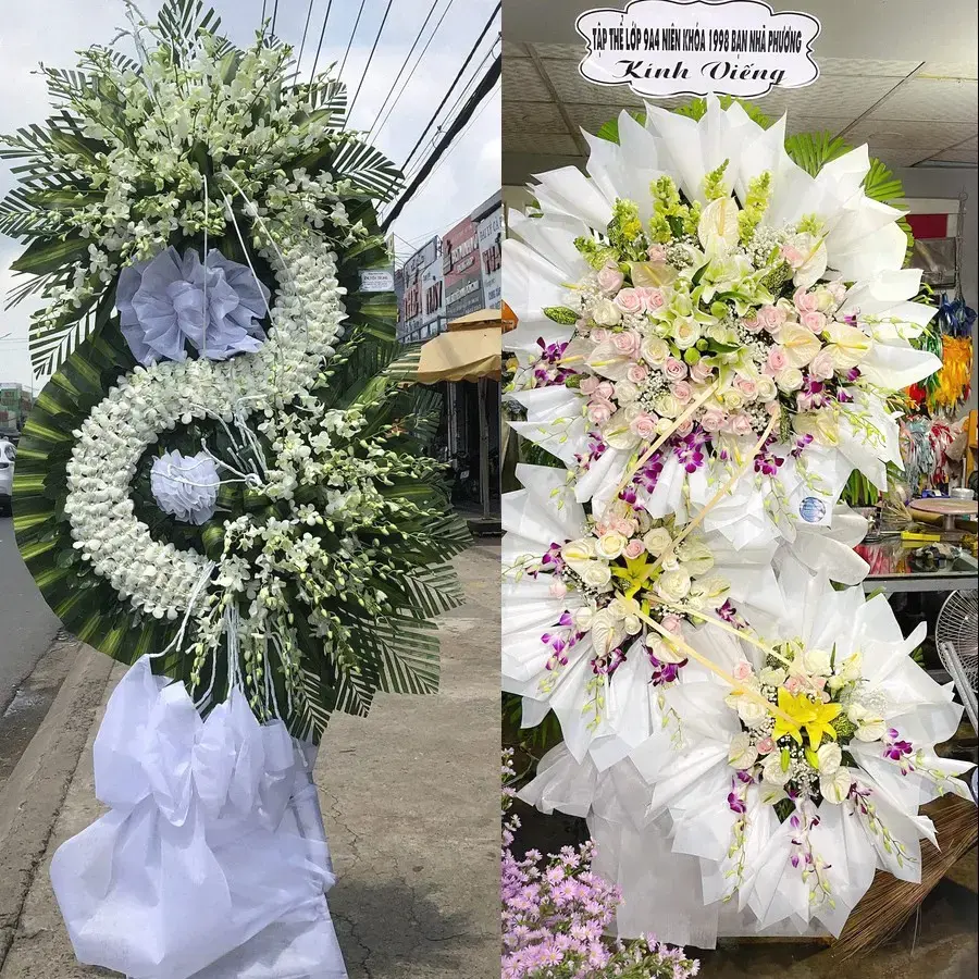 Kệ hoa chia buồn tại Nhơn Mỹ