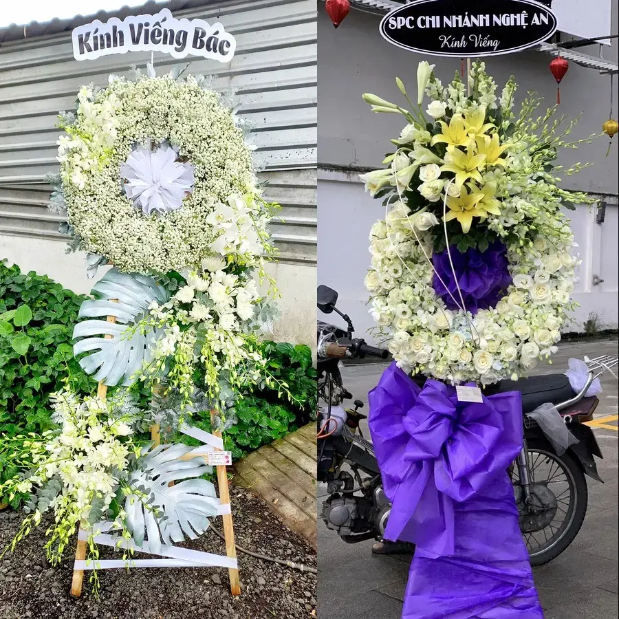 Vòng hoa đám tang tại Ninh Cường