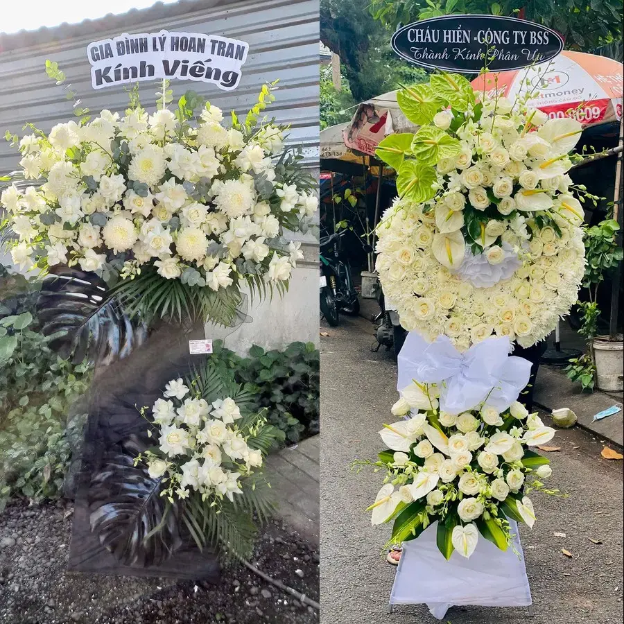 Kệ hoa chia buồn tại Phạm Ngũ Lão