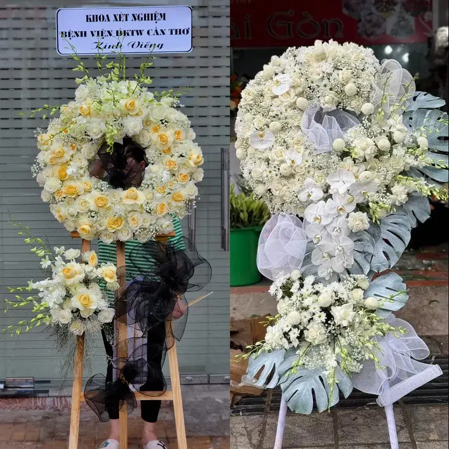 Vòng hoa đám tang tại Phụ Dực