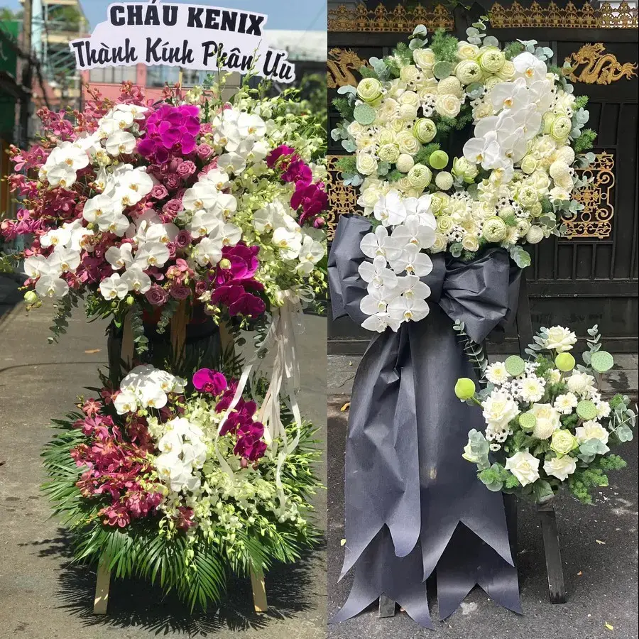 Kệ hoa chia buồn tại Phú Khương