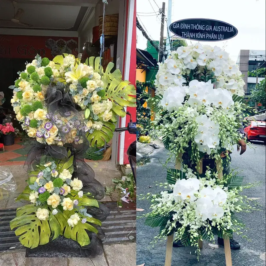 Kệ hoa chia buồn tại Phú Tân