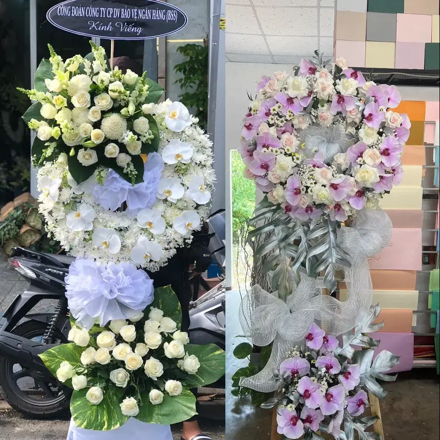 Vòng hoa đám tang tại Phước Mỹ Trung