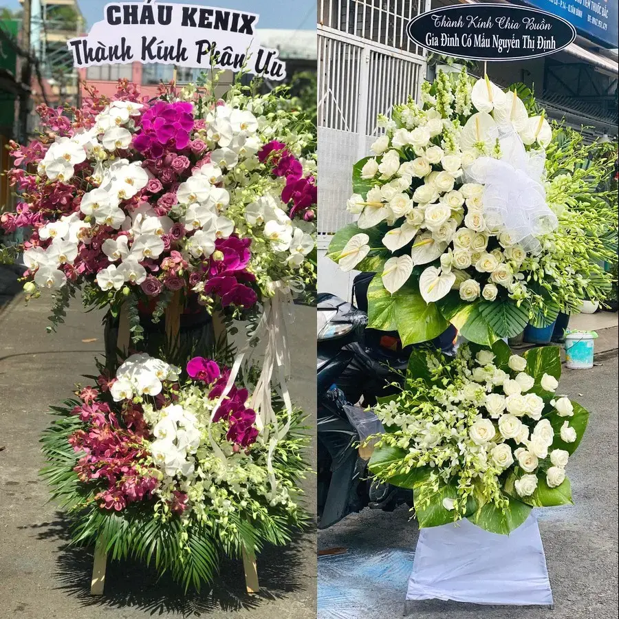 Kệ hoa chia buồn tại Phượng Sơn