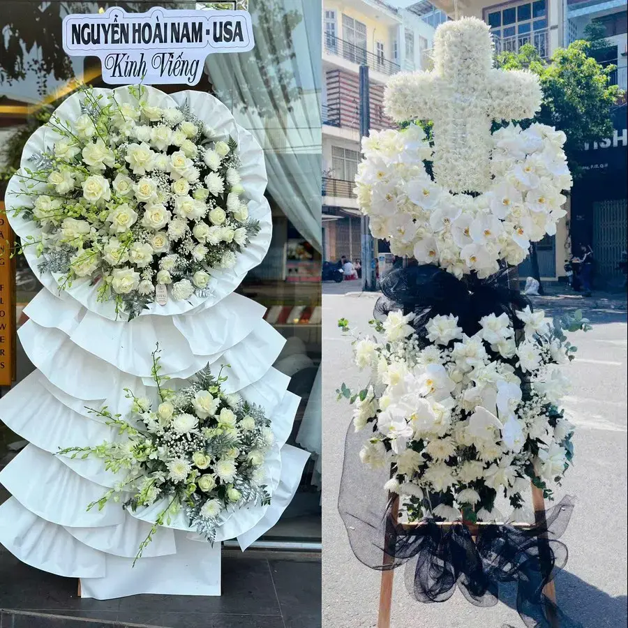 Kệ hoa chia buồn tại Quảng Bị