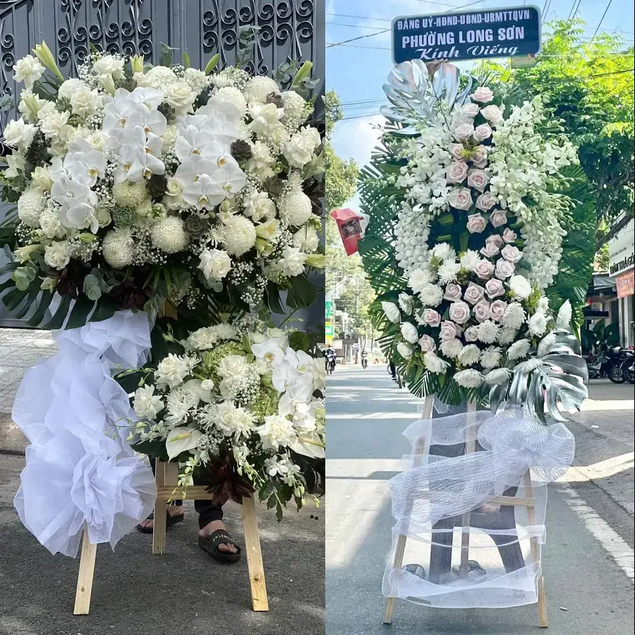 Kệ hoa chia buồn tại Quang Trung