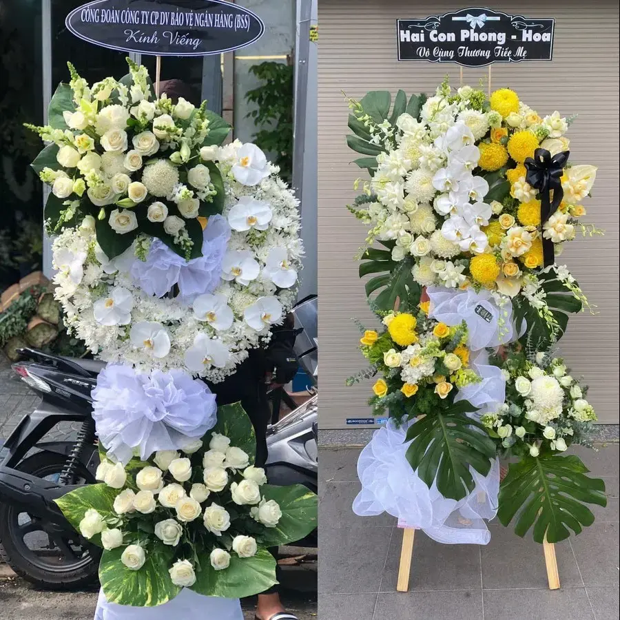 Kệ hoa chia buồn tại Quảng Yên