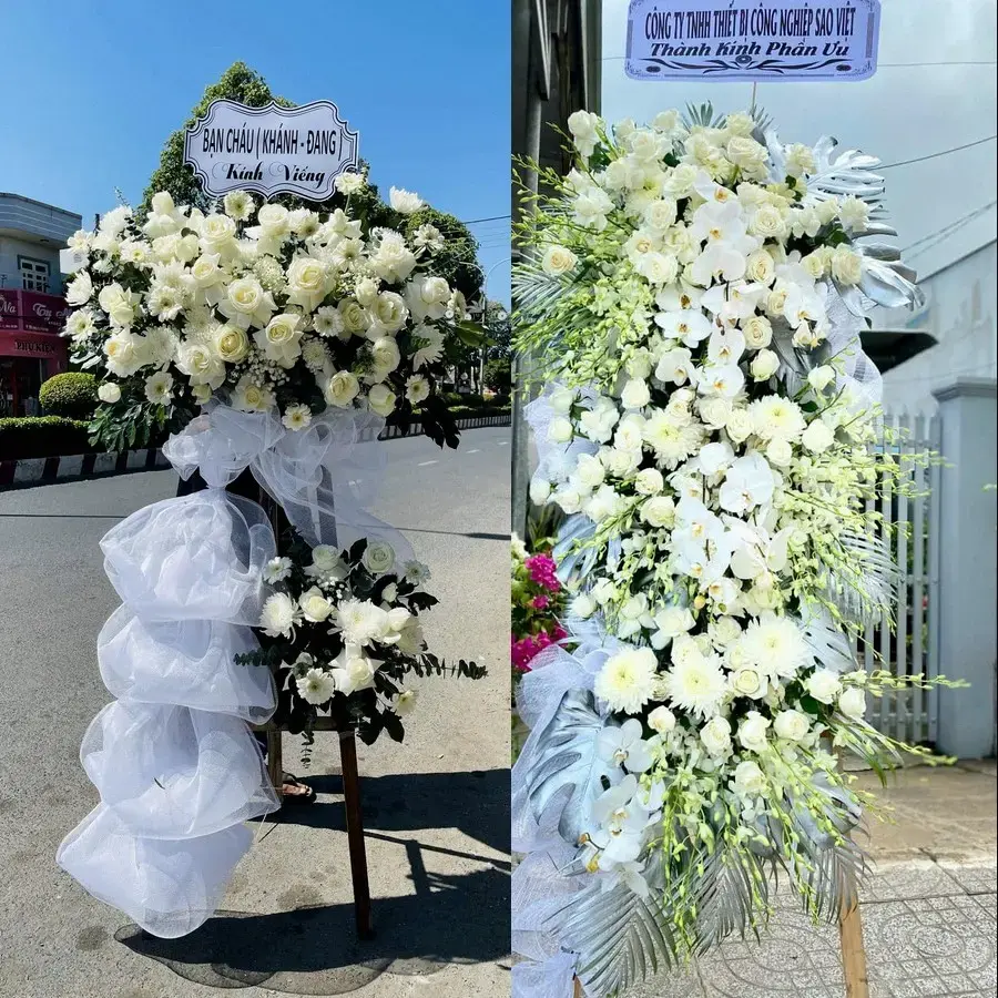 Kệ hoa chia buồn tại Quyết Thắng