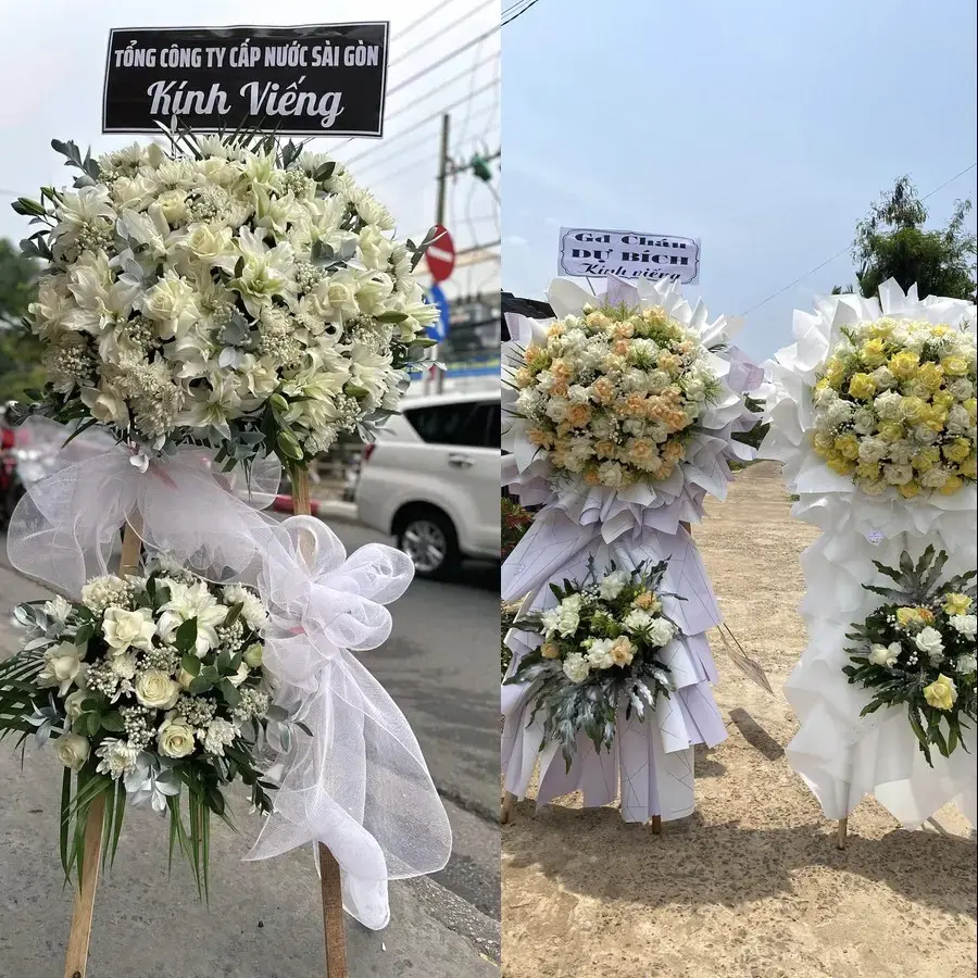 Vòng hoa đám tang tại Quỳnh Mai
