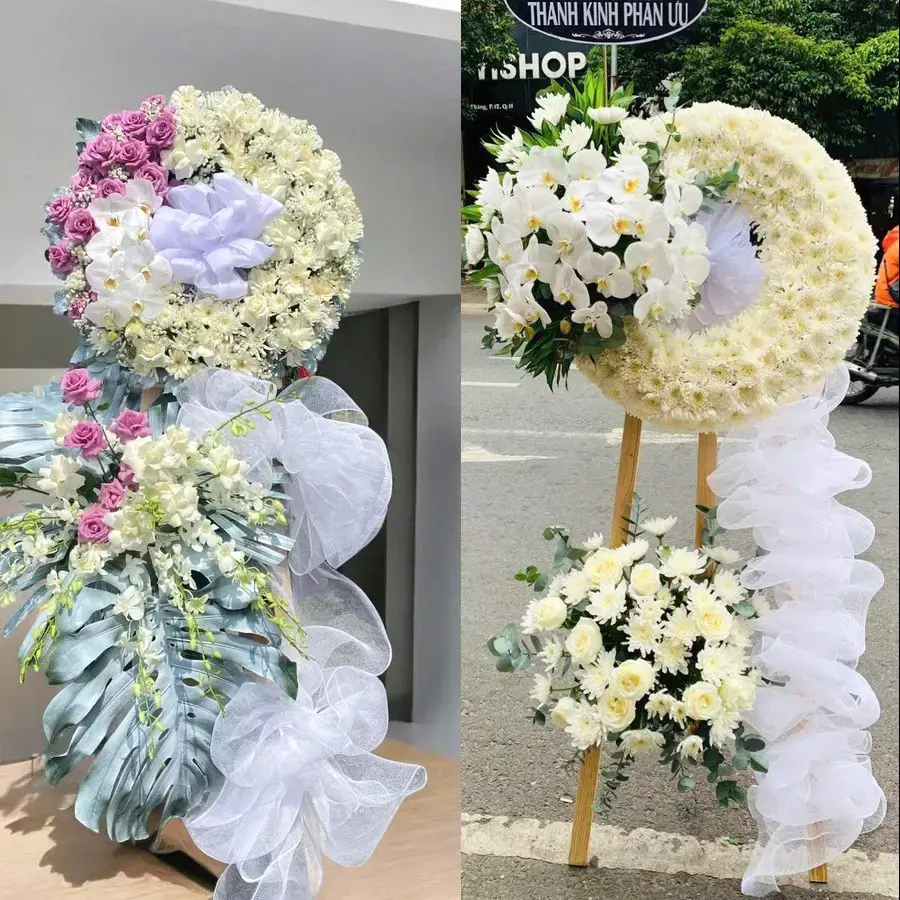 Vòng hoa đám tang tại Rạch Kiến
