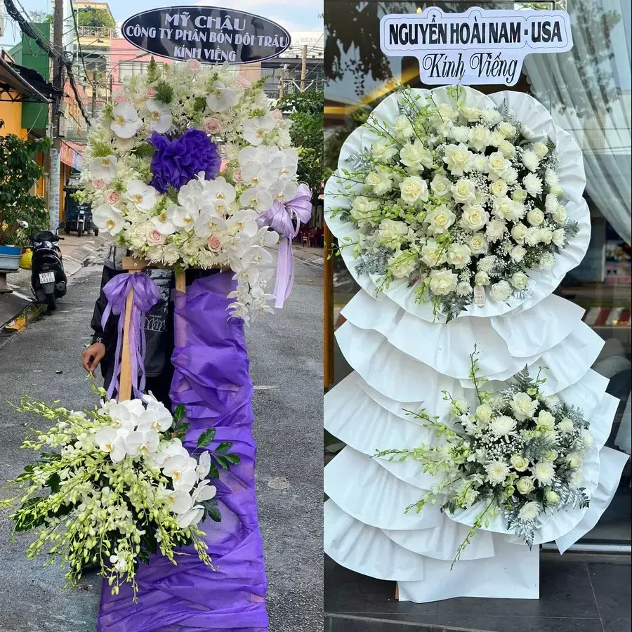 Vòng hoa đám tang tại Tam Hồng