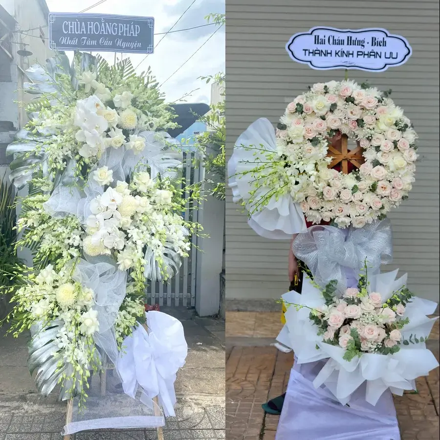Kệ hoa chia buồn tại Tam Hồng