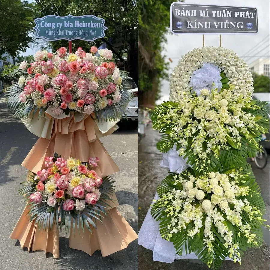 Vòng hoa đám tang tại Tân An, An Giang
