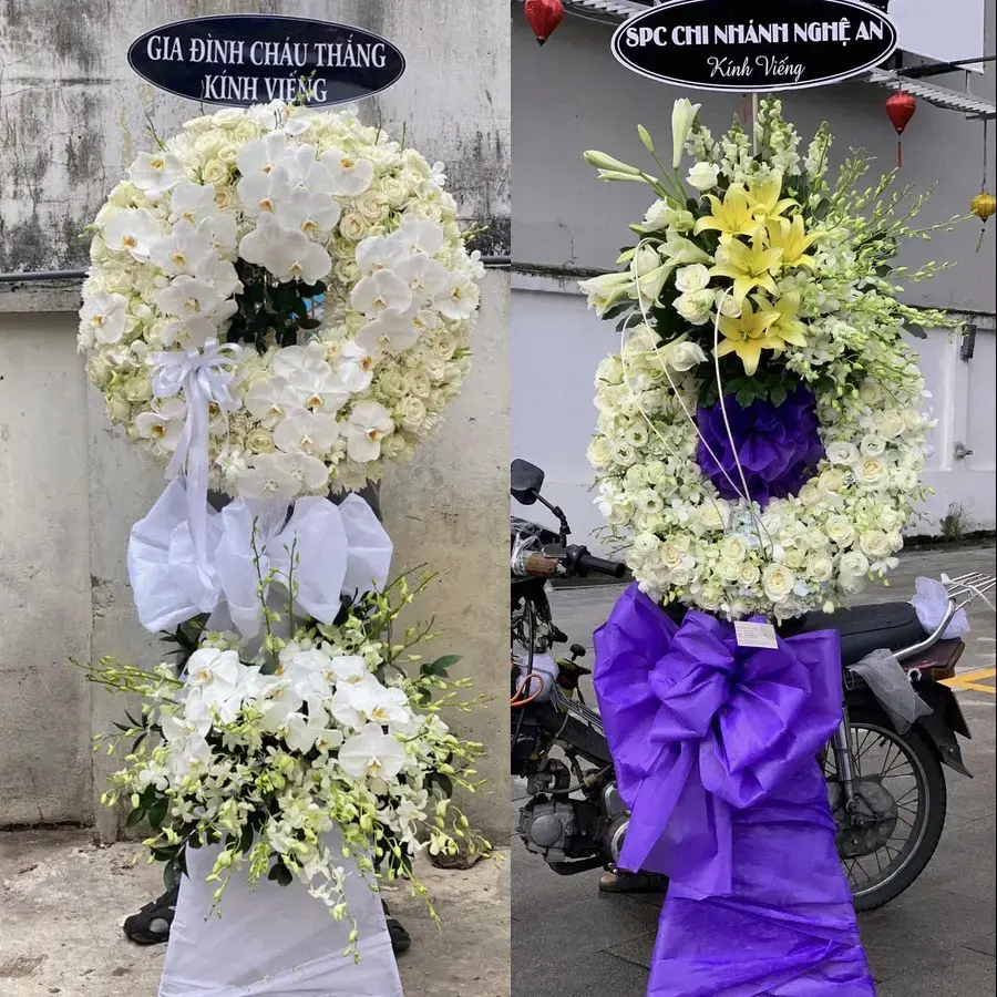Vòng hoa đám tang tại Tân Châu