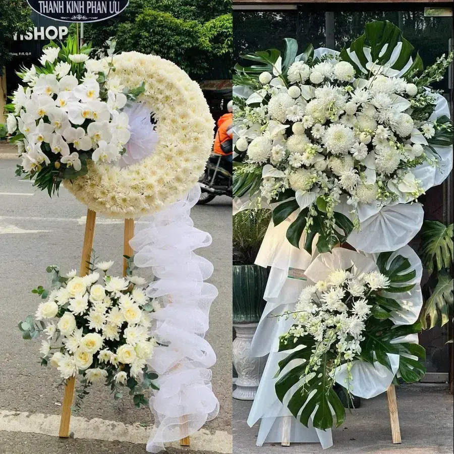 Kệ hoa chia buồn tại Tân Khánh Trung