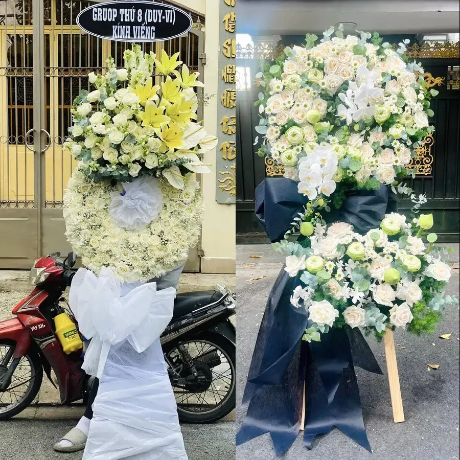 Vòng hoa đám tang tại Tân Long