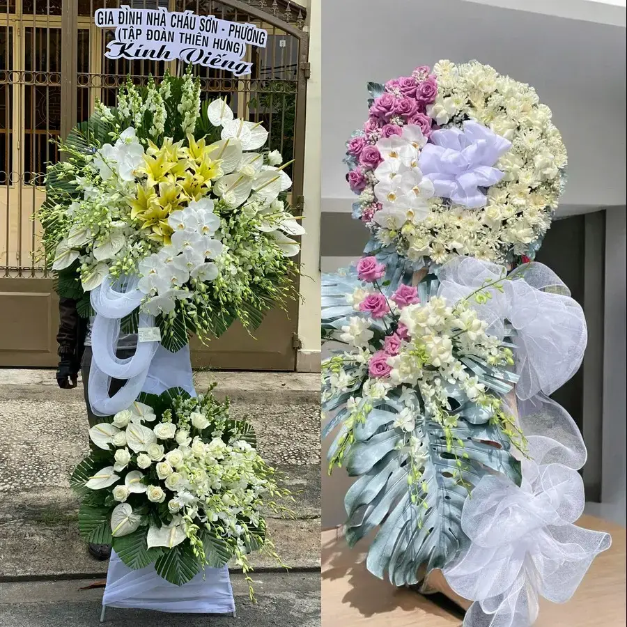 Vòng hoa đám tang tại Tân Minh