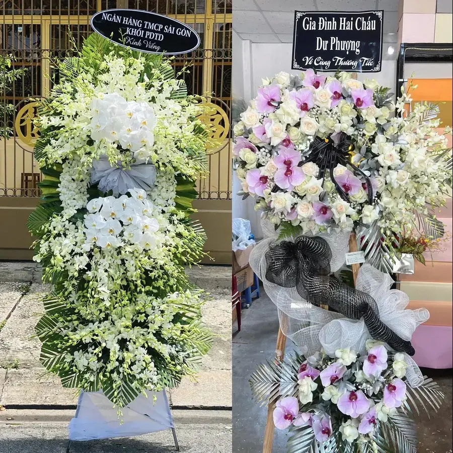 Kệ hoa chia buồn tại Tân Yên