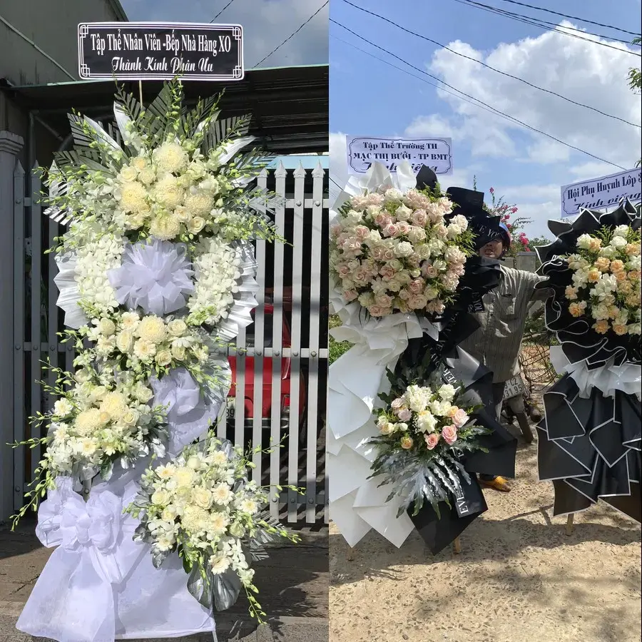 Kệ hoa chia buồn tại Tây Hoa Lư