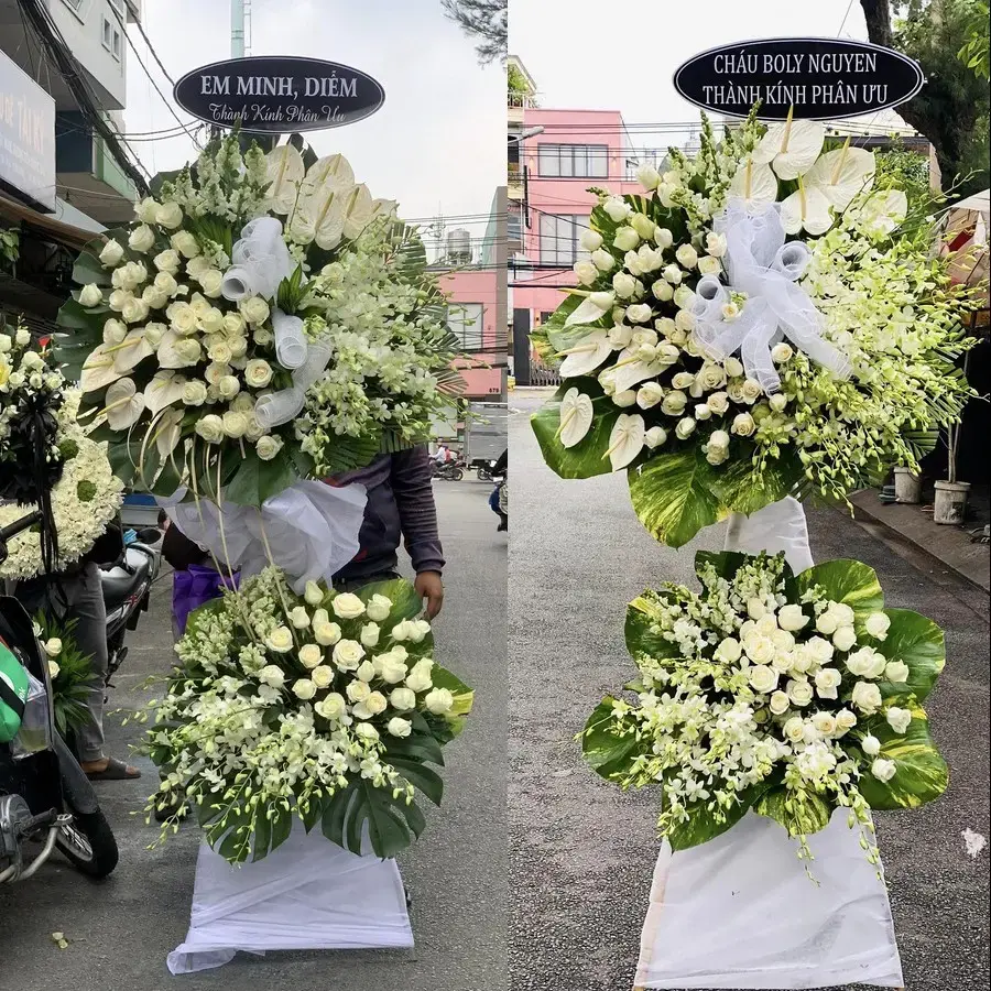 Kệ hoa chia buồn tại Thạch Khôi