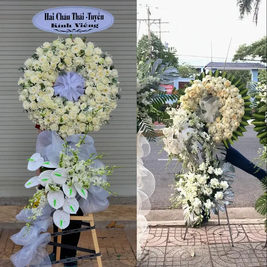 Vòng hoa đám tang tại Thới An Đông
