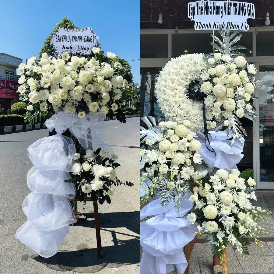 Kệ hoa chia buồn tại Thượng Hồng