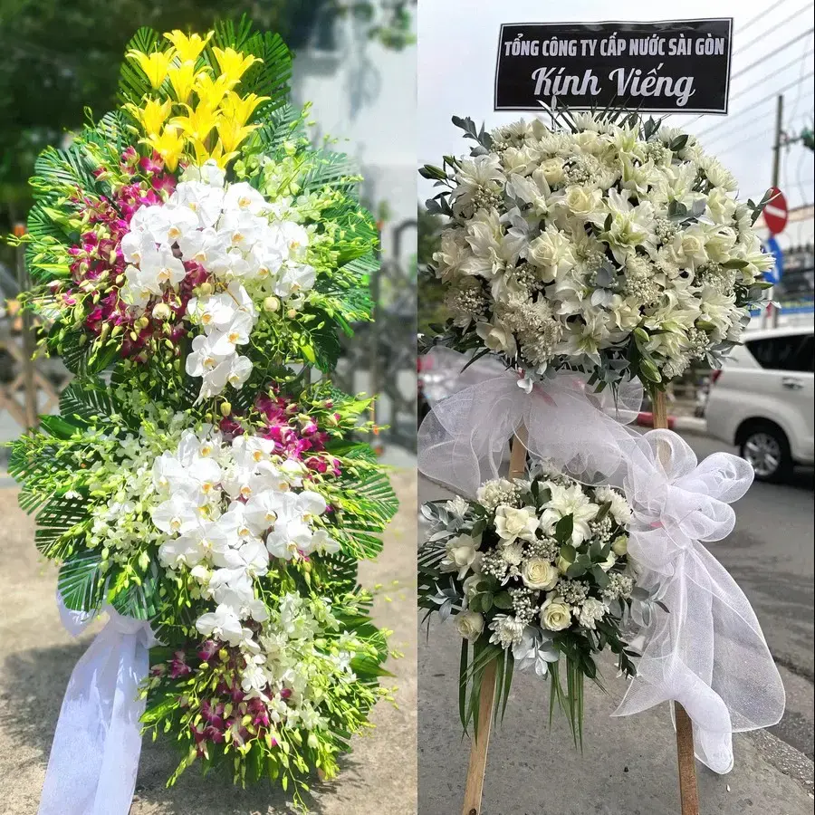 Kệ hoa chia buồn tại Thượng Phúc