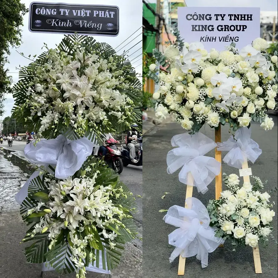 Kệ hoa chia buồn tại Tiền Hải