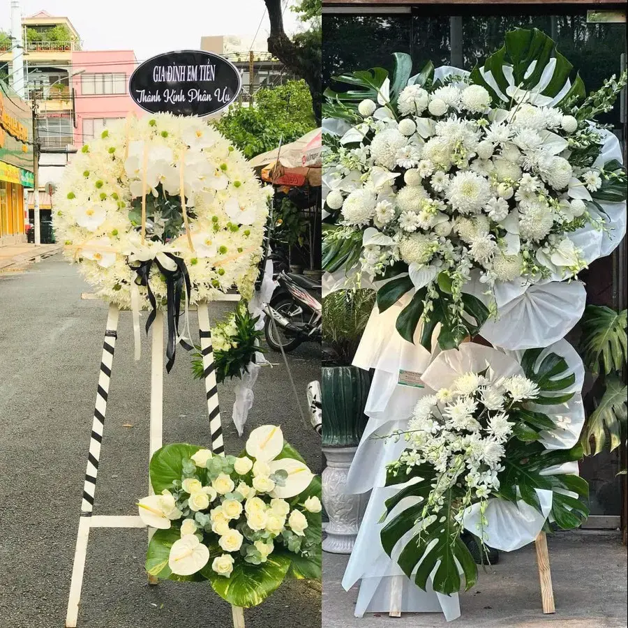 Kệ hoa chia buồn tại Tiên Lãng