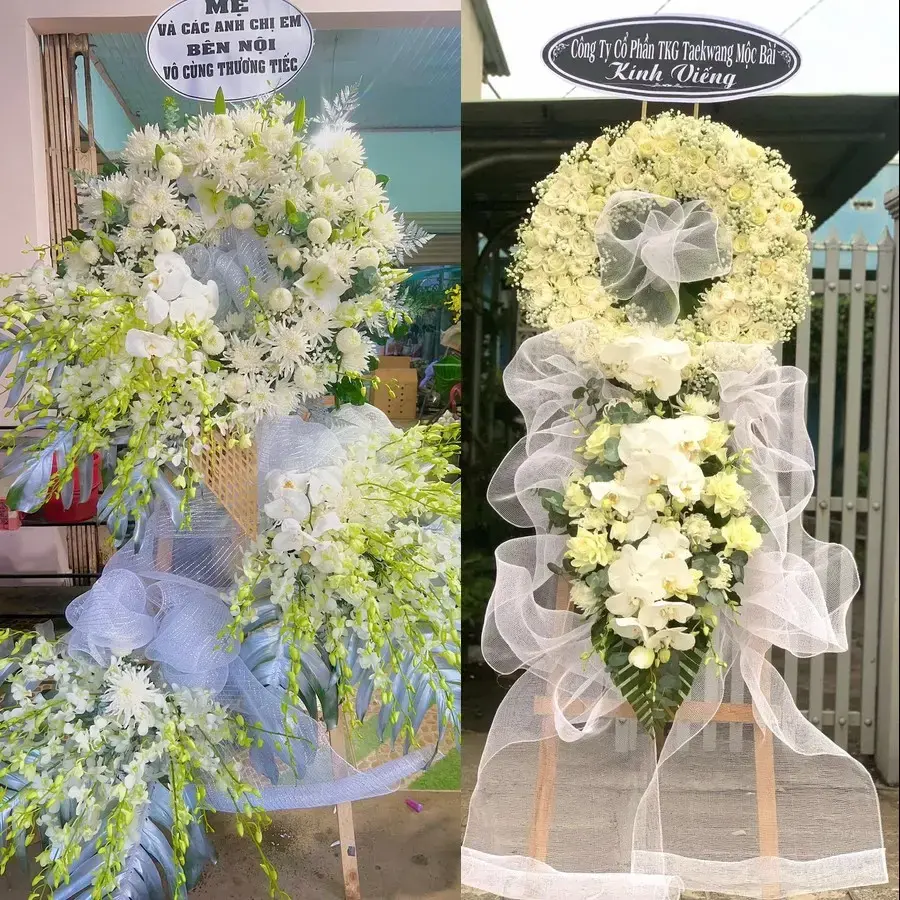 Kệ hoa chia buồn tại Trà Câu