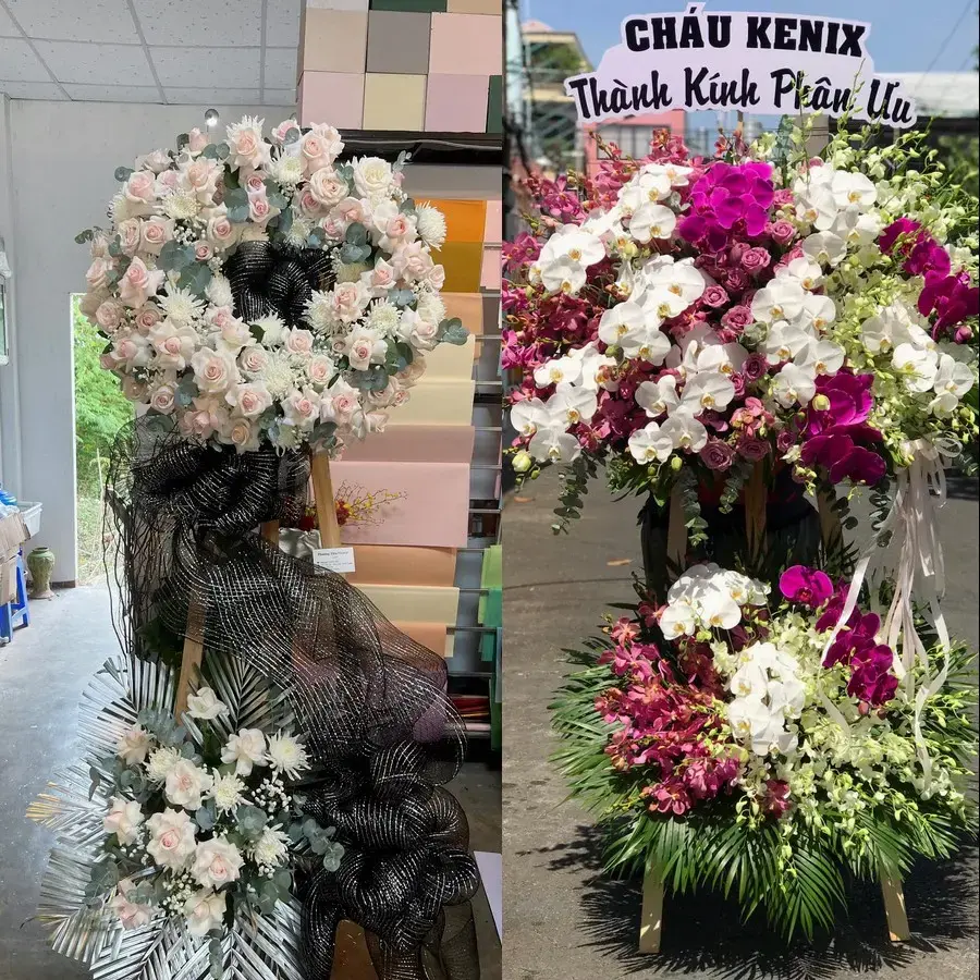 Vòng hoa đám tang tại Trung Thành, Vĩnh Long