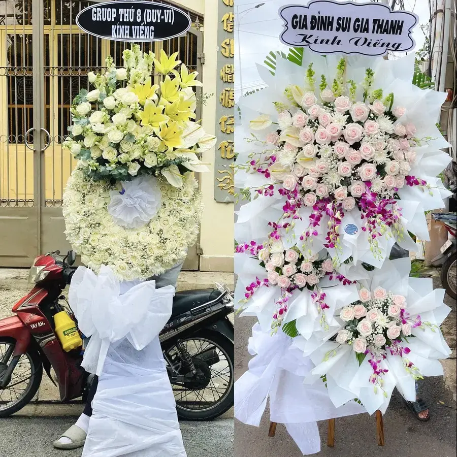 Vòng hoa đám tang tại Trương Quang Trọng