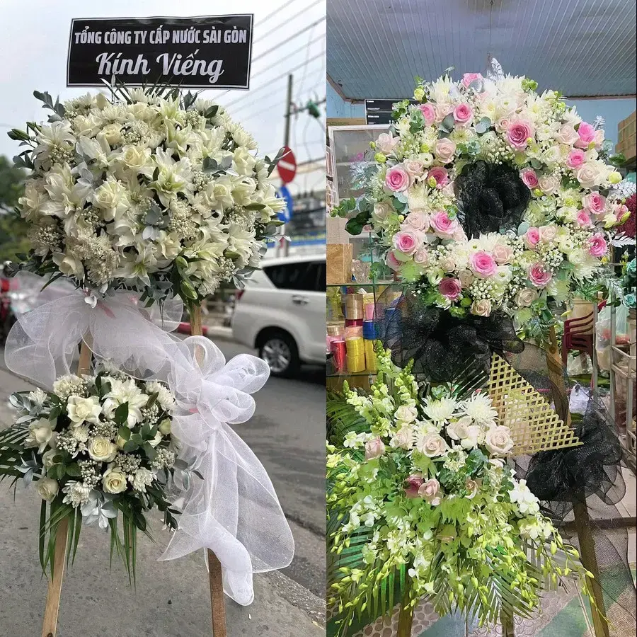 Vòng hoa đám tang tại Tứ Minh