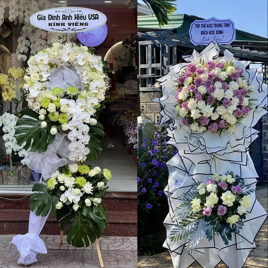 Kệ hoa chia buồn tại Vệ Giang