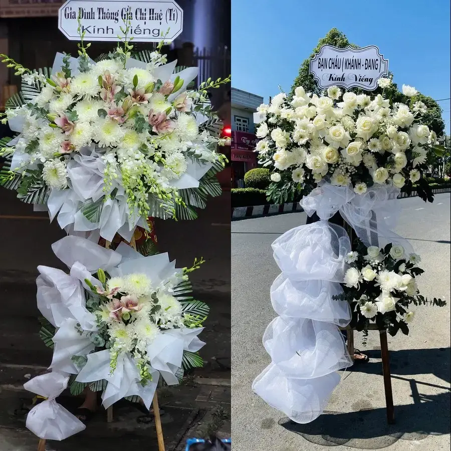 Kệ hoa chia buồn tại Vĩnh An