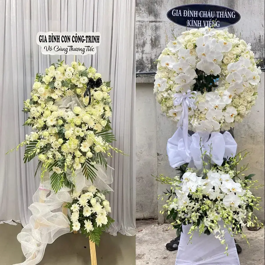Vòng hoa đám tang tại Vĩnh Bình