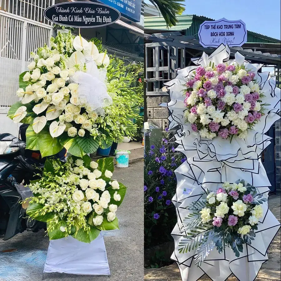 Kệ hoa chia buồn tại Vĩnh Bình
