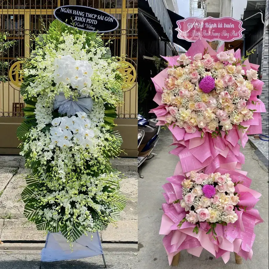 Vòng hoa đám tang tại Vĩnh Phước